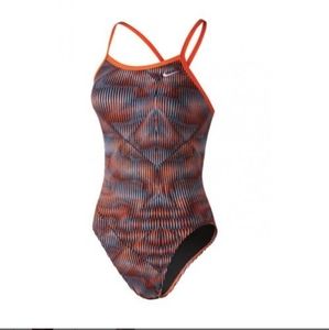 Nike orange/blue cut out tank printed one piece swimsuit